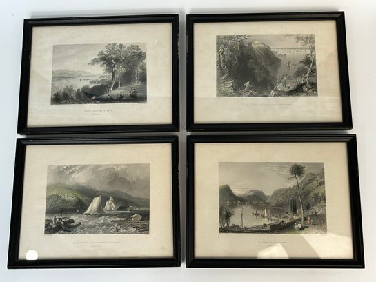 Set Of 4 Bartlett Hand Colored Engravings Of The Hudson River