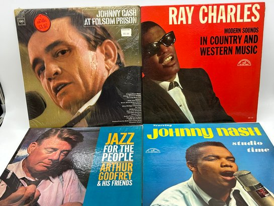 Jazz & Country Music Collection Of 12' Vinyl LP's : Johnny Cash, Ray Charles, Johnny Nash, Arthur Godfrey