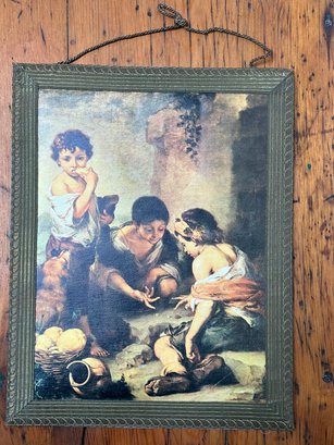 Hanging Canvass Art Print: Begging Boys Playing Dice
