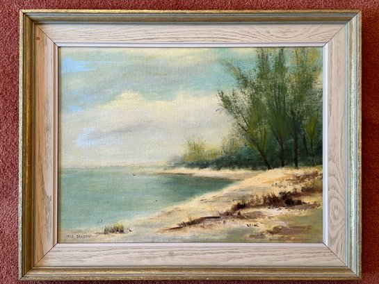 Signed Mid Selden- Framed Oil On Canvass Beach Waterfront Scene