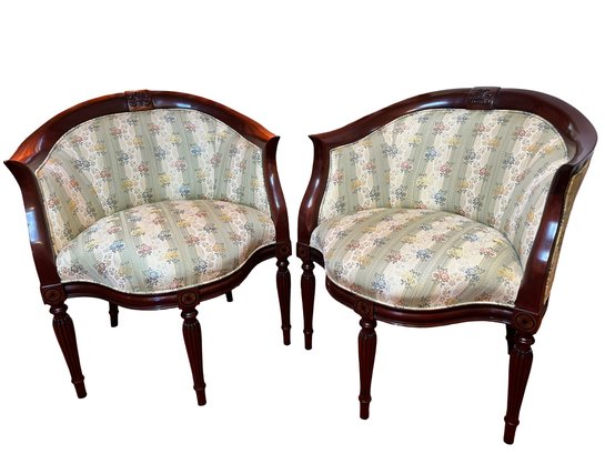 Pair Southwood Inlaid Mahogany Sheraton Chairs