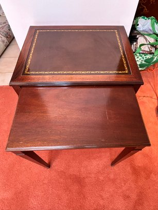 Pair Of Georgian Style Gilded Inlaid Mahogany Nesting Tables