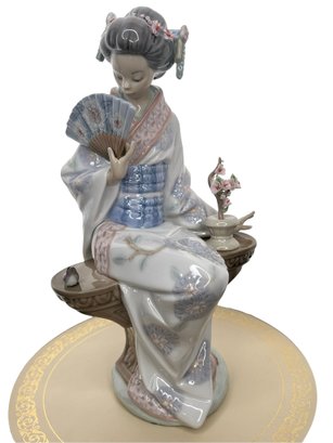 Vintage Lladro Nippon Lady Geisha Fanning On A Bench