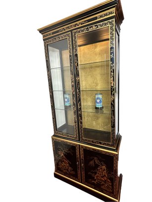 Vintage Drexel Heritage Chinoiserie Style Hand Painted Curio Display Cabinet W/ Light