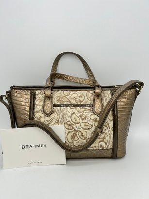 Brahmin Hand Bag Mini Asher With Rose Gold Boudrdelle