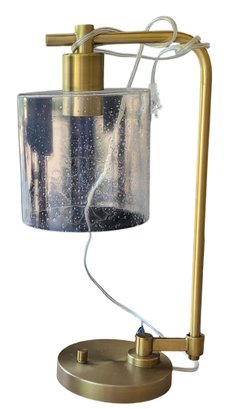 Modern Desk Lamp With Glass Shade In Brass