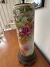 Tall Floral Rose Victorian Style Table Lame With Ornate Base