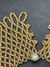 Vintage Woven Webbed Beaded Bib Choker Necklace
