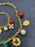 Napier Charm Necklace And Matching Gold Tone Bracelet Set