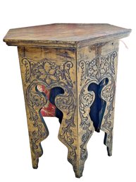 Vintage Moroccan Style Hand Carved Side Tabor Table