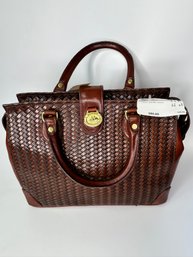 Brahmin Schooner Cognac Thrills Leather Handbag Purse With Tags