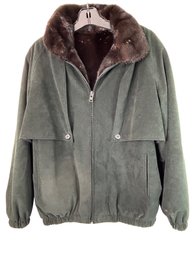 Fur Lined Coat Suede Shell - Believed To Be Mink