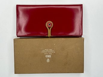 Vintage Red Gucci Womens Bi Fold Wallet  In Original Box