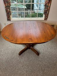 Beautiful Floral Top Oval Wood Dining Table With Leaf