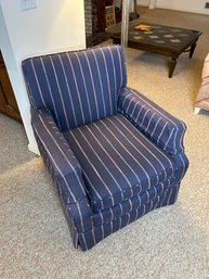 Blue Stripped Side Upholstered Single Cushion Chair