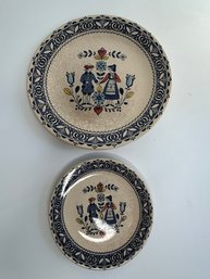 Staffordshire Old Granite Hearts & Flowers Plates