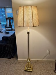 Footed Mid Century Modern Brass Floor Lamp With Shade