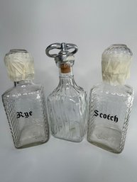 Collection Of Scotch & Rye Glass Decanters