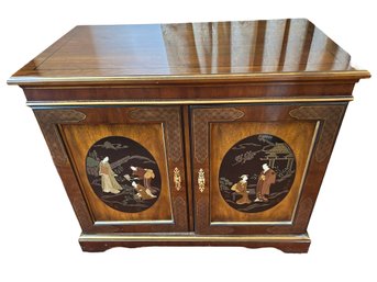Drexel Painted Chinoiserie Two Door Server Cabinet