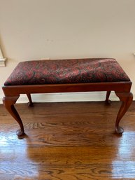 Wood And Paisley Design Upholstered Bench