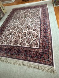 Karastan 8.8' X 12' 100 Wool Pile Area Rug- Ivory Sarouk Pattern- Woven In USA