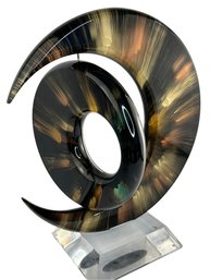 Sholomi Haziza Jerusalem Crescent Rotating Acrylic Abstract Sculpture On Lucite Base