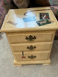 Interesting Hand Painted Golden Retriever Theme 3 Drawer Night Stand Side Table