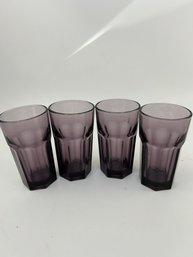 Vintage Set Of 4 Purple  Glasses