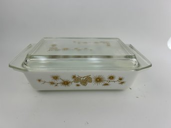 Vintage 1960's Pyrex Golden Pine Casserole Dish With Lid