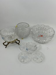 Collection Of Cut Crystal Bowls & Coasters