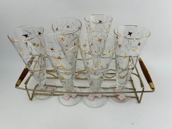 Mid Century Modern Glasses In Drink Caddy