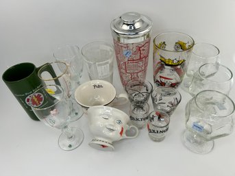 Vintage Collection Of Barware Glasses And Mixers