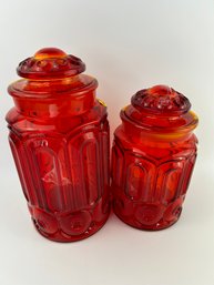 Mid Century LE Smith Moon And Stars Apothecary Jars- Set Of 2