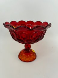 Vintage Ruby Red Compote Pedestal Bowl