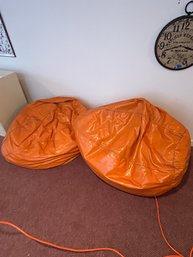 2 Large Vintage Orange Bean Bag Chairs