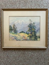 Signed Art By L. Williamson Framed & Matted Watercolor Mountain View Landscape