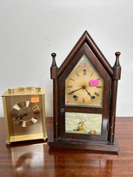 Lot Of 2 Vintage And Antique Gilbert And Remington Desk Top Clocks