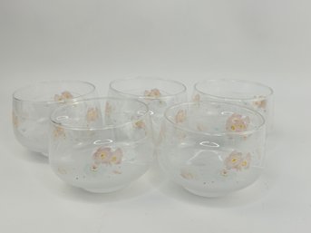 Mid Century Miniature Floral Theme Glasses