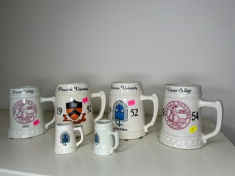 Lot Of 6 Vintage Collegiate Ceramic Princeton University, Vassar College & Cloiscer Inn Mugs & Glasses