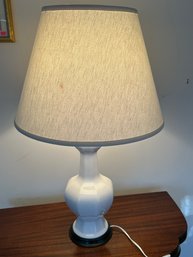 White Ceramic Table Top Lamp With Shade (Den)