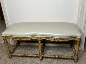 Vinyl Top Hall Bench With Fluted Legs