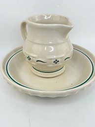 Longaberger Pottery Pitcher And Serving Dish