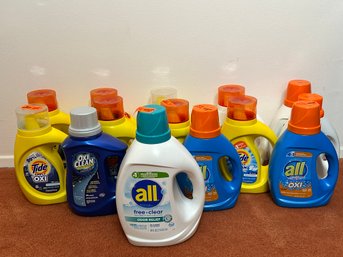 Lot Of  14 Liquid Laundry Detergent: All, Tide, Oxi Clean