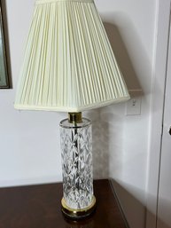 Ornate Beveled Glass And Brass Table Lamp
