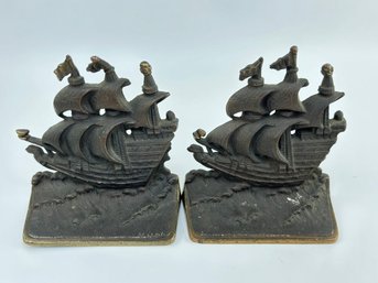 Brass Ship Bookends