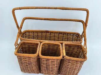 Vintage Wicker Utensil Holder