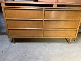 Mid Century Modern 6 Drawer Lowboy Dresser With Brass Tip Feet