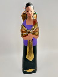 Vintage Mexican Pottery Folk Art- Woman With Calla Llies