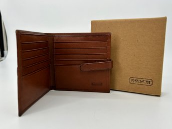 Coach Brown Leather Wallet In Box