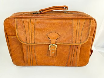 Vintage Brown Faux Leather Suitcase